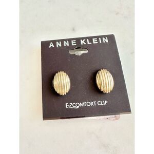 Anne Klein gold oval clip on earrings ￼
